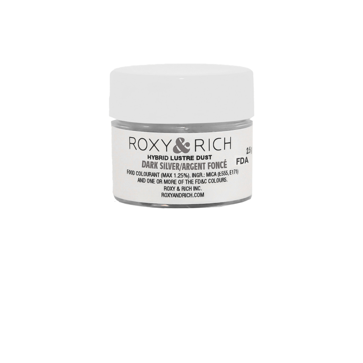 Poudre lustrée hybride Argent Foncé 2.5g - Roxy & Rich - Poudre lustrée - L2-050 - La Guilde Culinaire