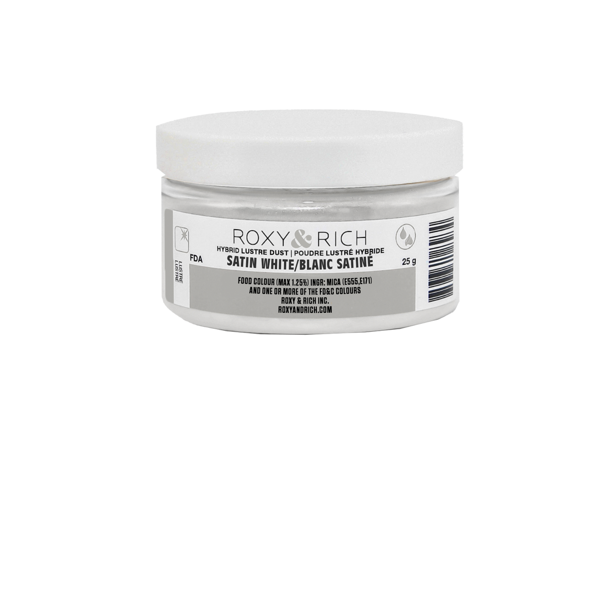 Poudre lustrée hybride Blanc Satiné 25g - Roxy & Rich - Poudre lustrée - L25-002 - La Guilde Culinaire