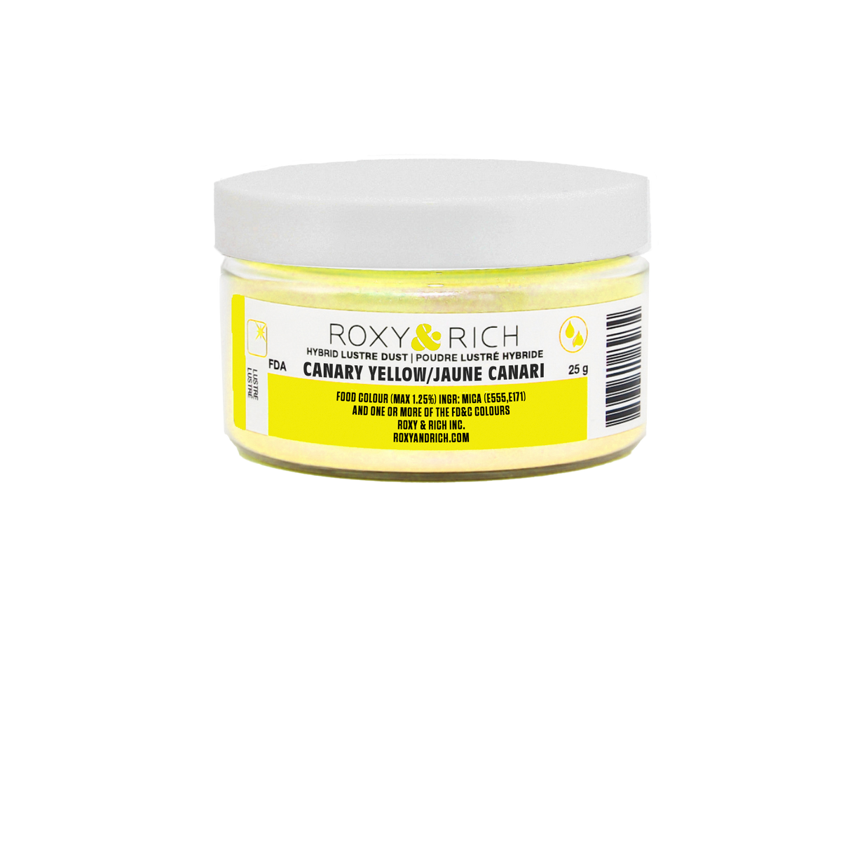 Poudre lustrée hybride Jaune Canari 25g - Roxy & Rich - Poudre lustrée - L25-012 - La Guilde Culinaire