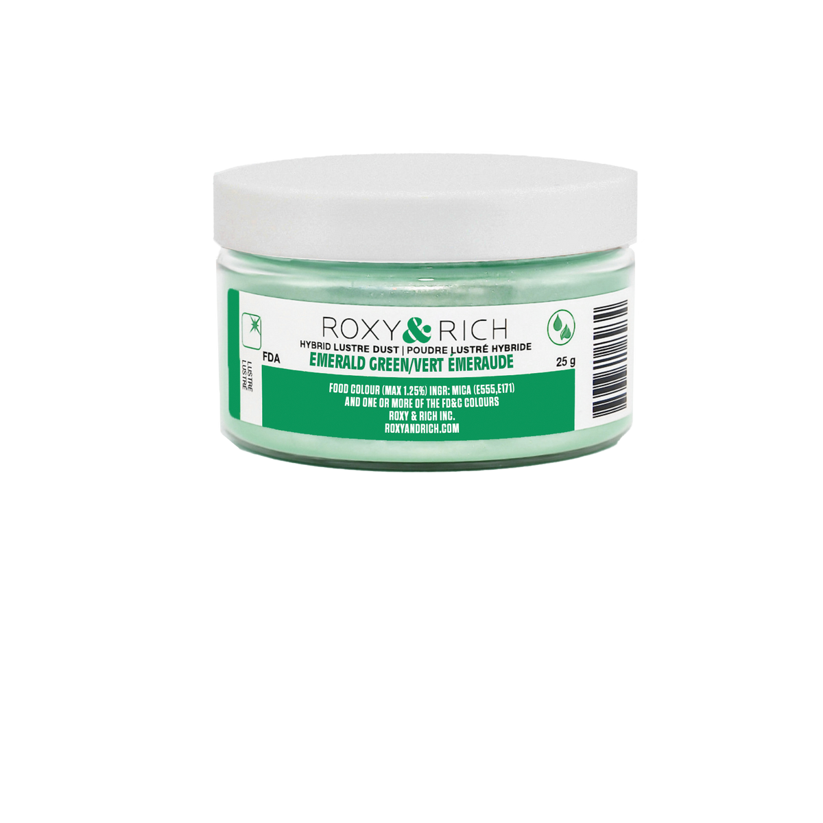 Poudre lustrée hybride Vert Émeraude 25g - Roxy & Rich - Poudre lustrée - L25-033 - La Guilde Culinaire