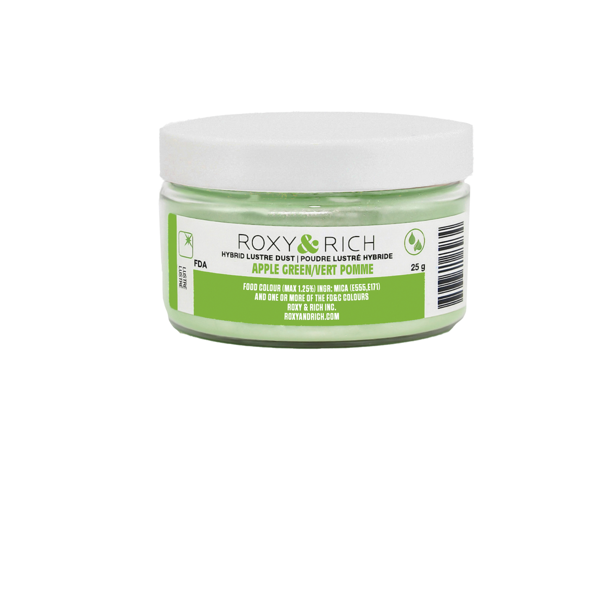 Poudre lustrée hybride Vert Pomme 25g - Roxy & Rich - Poudre lustrée - L25-035 - La Guilde Culinaire