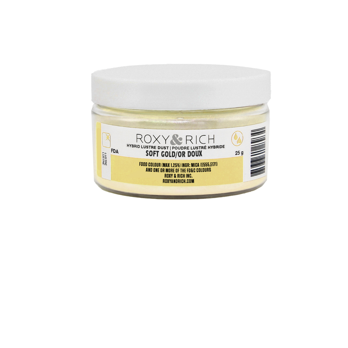 Poudre lustrée hybride OR Doux 25g - Roxy & Rich - Poudre lustrée - L25-045 - La Guilde Culinaire