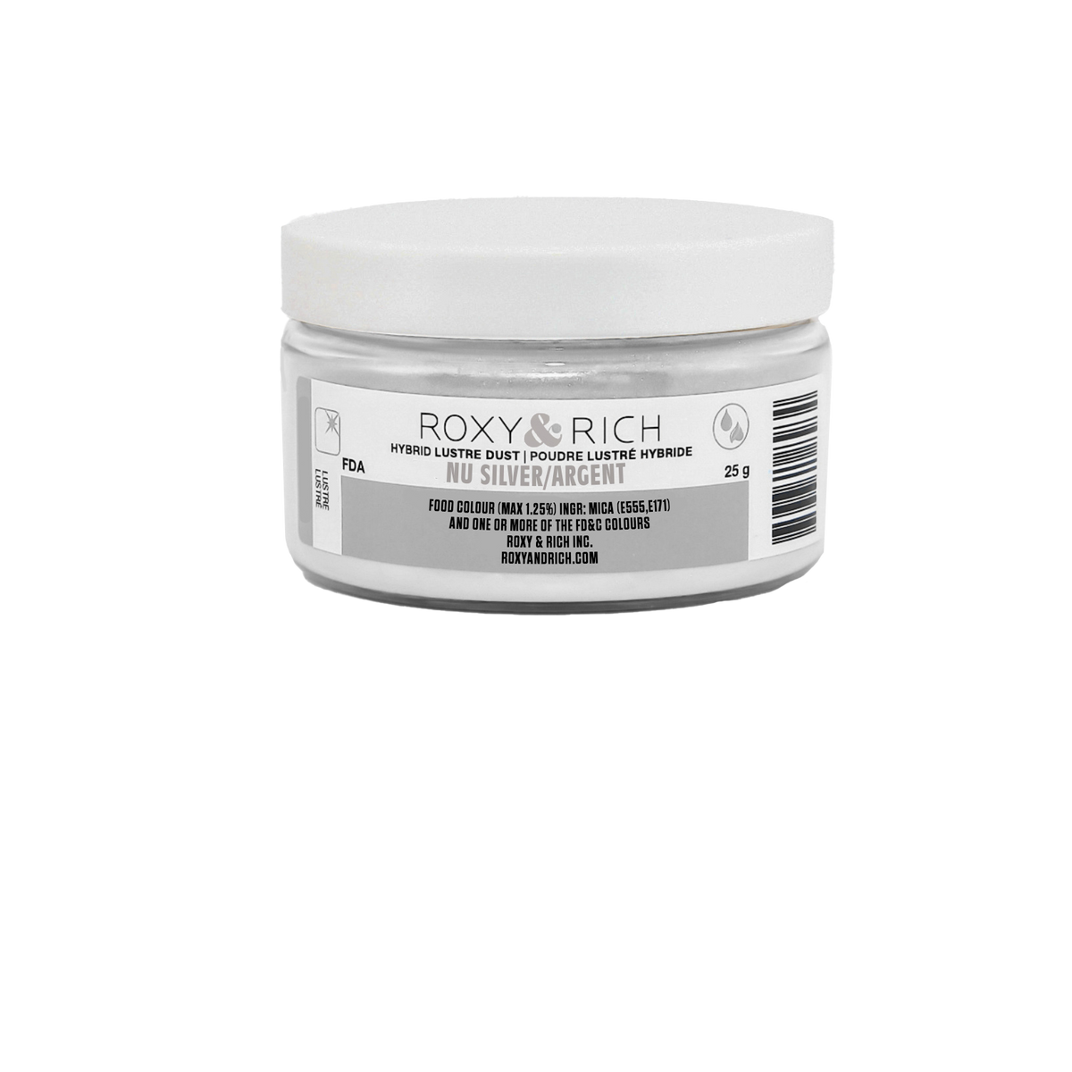 Poudre lustrée hybride Argent 25g - Roxy & Rich - Poudre lustrée - L25-049 - La Guilde Culinaire