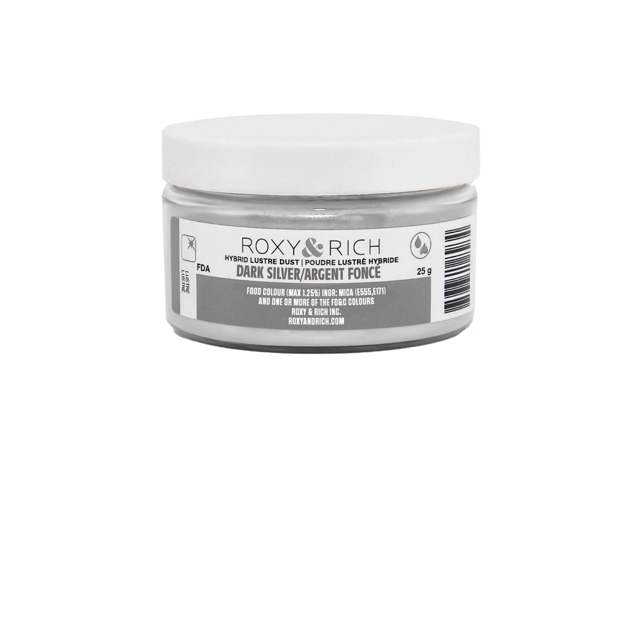Poudre lustrée hybride Argent Foncé 25g - Roxy & Rich - Poudre lustrée - L25-050 - La Guilde Culinaire