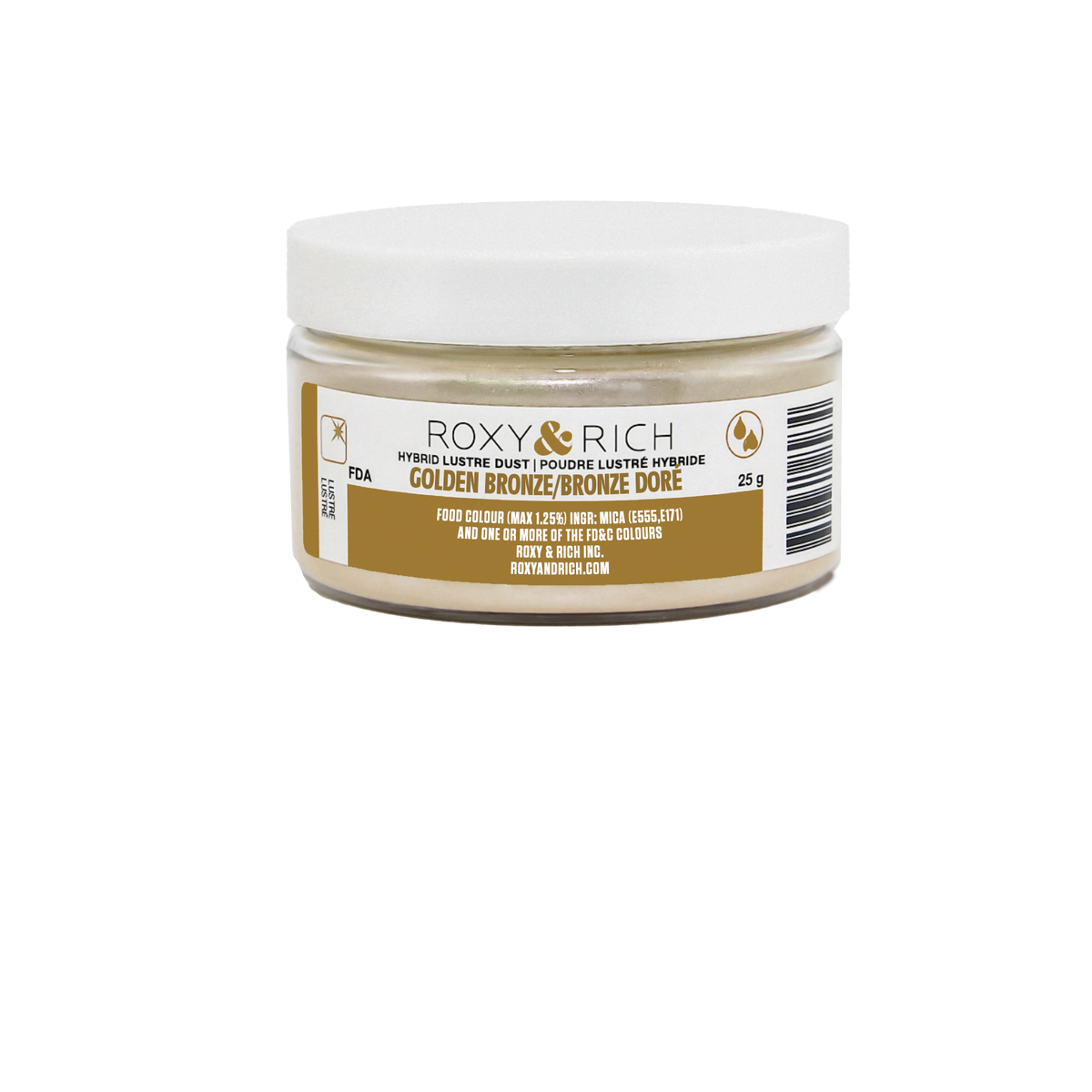 Poudre lustrée hybride Bronze Doré 25g - Roxy & Rich - Poudre lustrée - L25-051 - La Guilde Culinaire