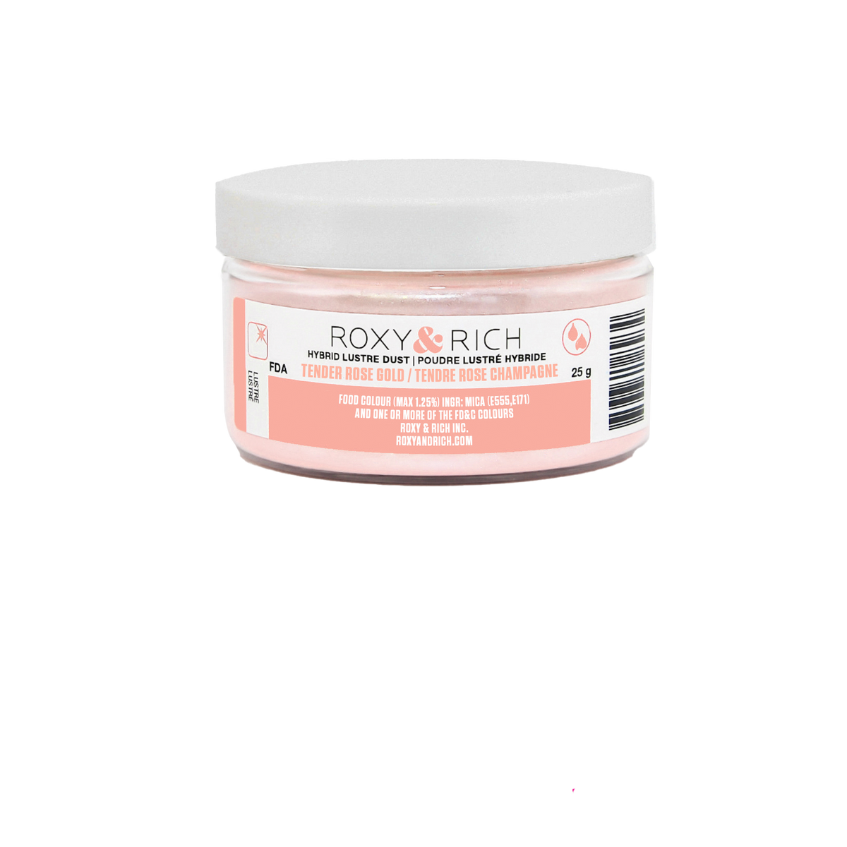 Poudre lustrée hybride Tendre Rose Champagne 25g - Roxy & Rich - Poudre lustrée - L25-053 - La Guilde Culinaire