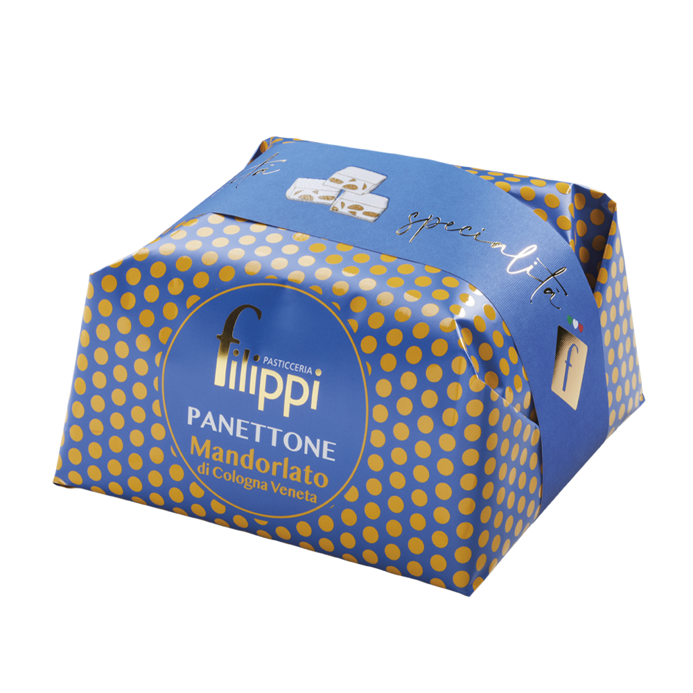 Panettone aux nougat et amandes de Cologna Veneta 500g - Filippi Pâtisserie - Panettone - - La Guilde Culinaire