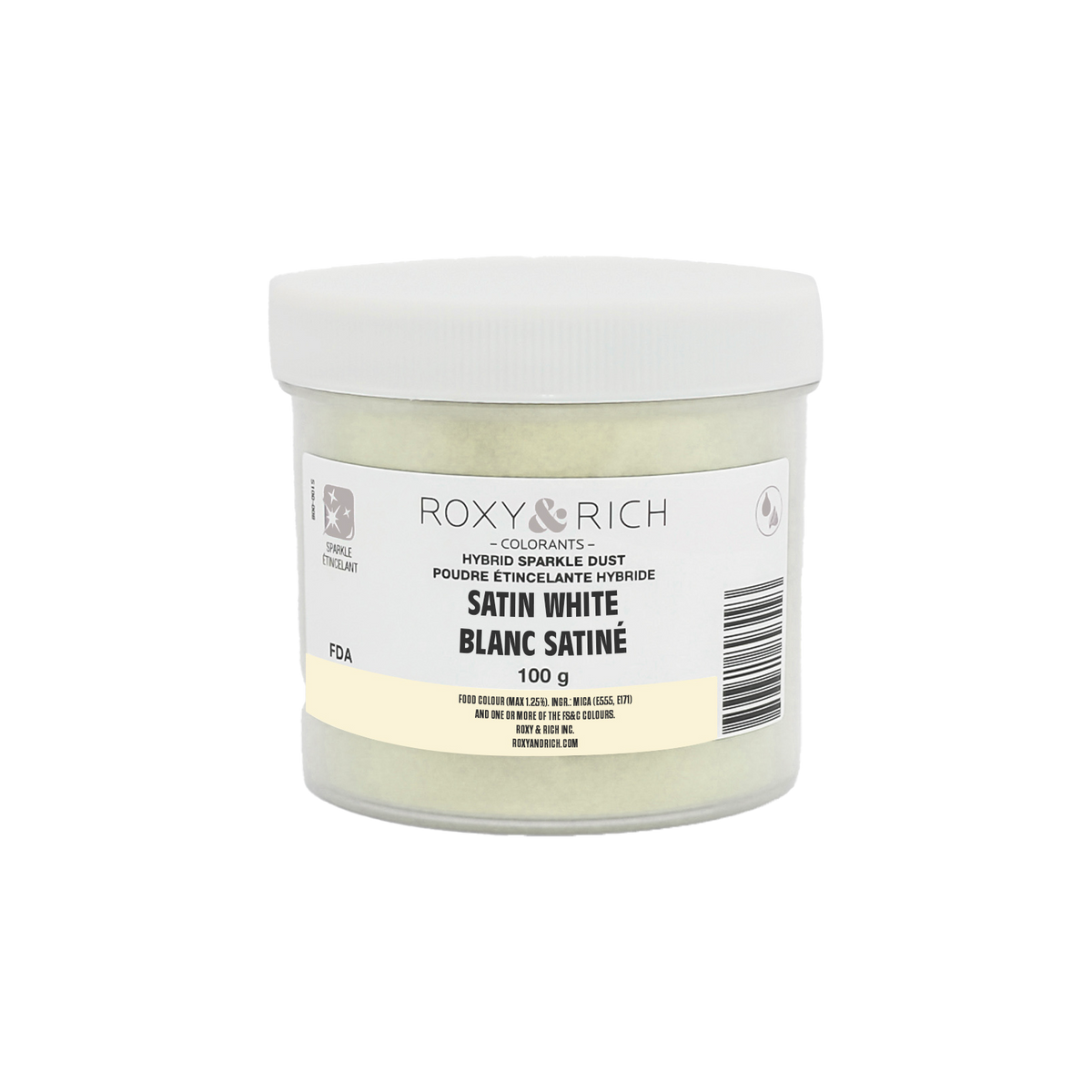 Poudre étincelante hybride Blanc Satiné 100g - Roxy & Rich - Poudre étincelante - S100-002 - La Guilde Culinaire