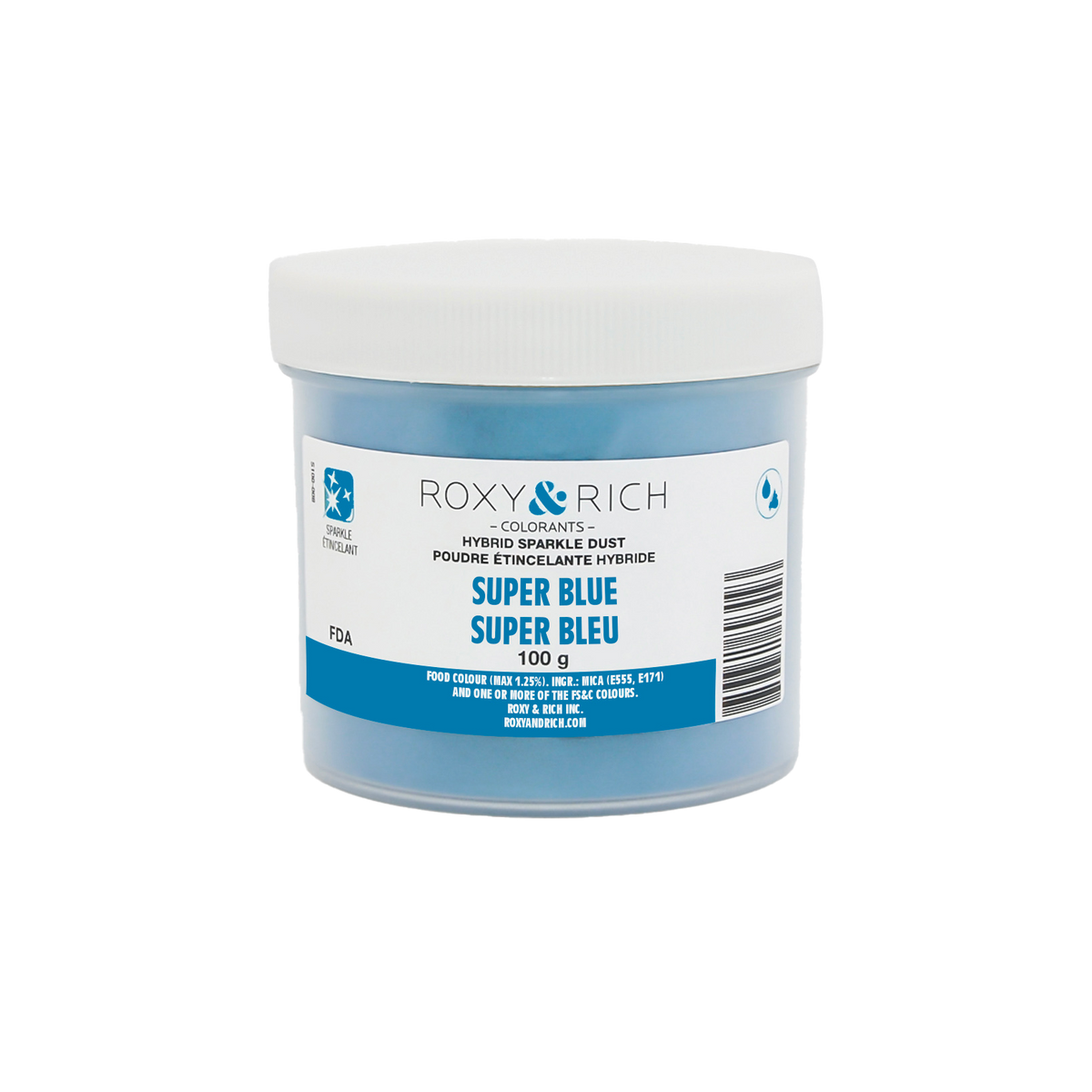 Poudre étincelante hybride Super Bleu 100g - Roxy & Rich - Poudre étincelante - S100-007 - La Guilde Culinaire