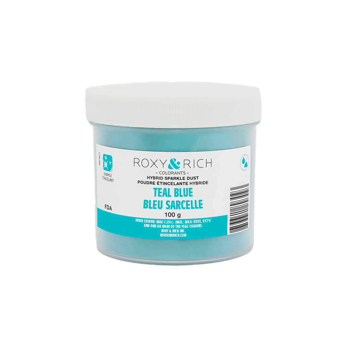 Poudre étincelante hybride Bleu Sarcelle 100g - Roxy & Rich - Poudre étincelante - S100-008 - La Guilde Culinaire