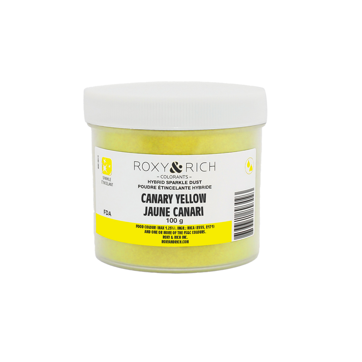 Poudre étincelante hybride Jaune Canari 100g - Roxy & Rich - Poudre étincelante - S100-012 - La Guilde Culinaire