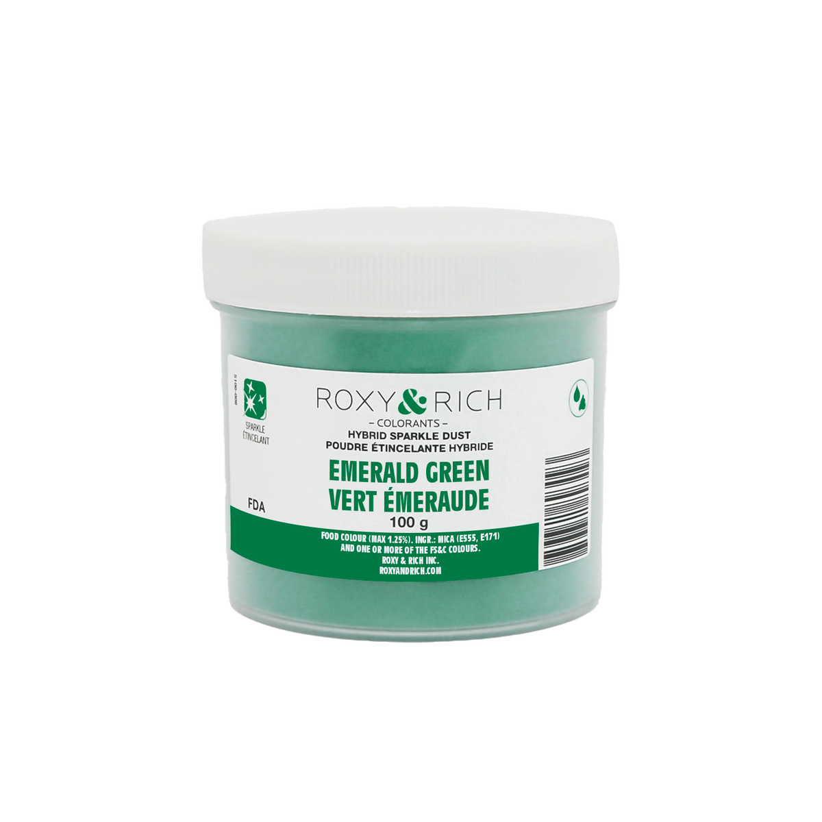Poudre étincelante hybride Vert Émeraude 100g - Roxy & Rich - Poudre étincelante - S100-033 - La Guilde Culinaire