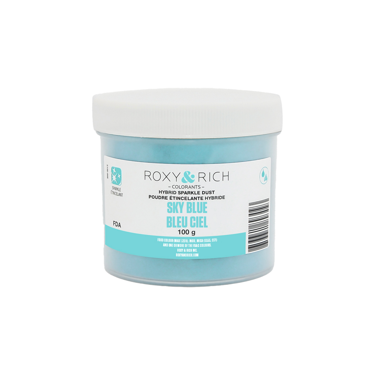 Poudre étincelante hybride Bleu Ciel 100g - Roxy & Rich - Poudre étincelante - S100-041 - La Guilde Culinaire