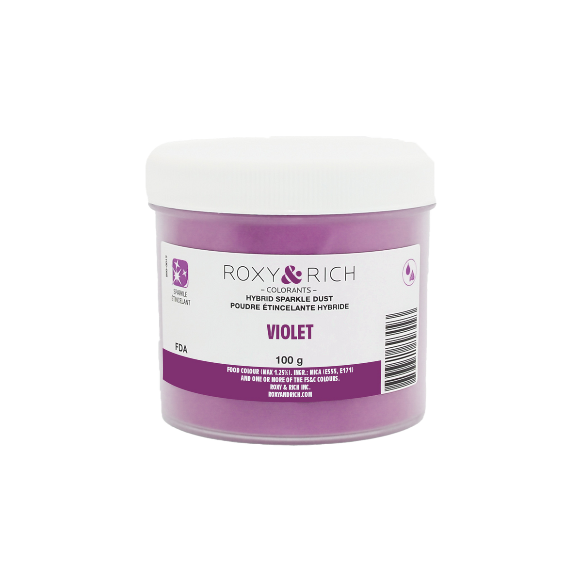 Poudre étincelante hybride Violet 100g - Roxy & Rich - Poudre étincelante - S100-042 - La Guilde Culinaire