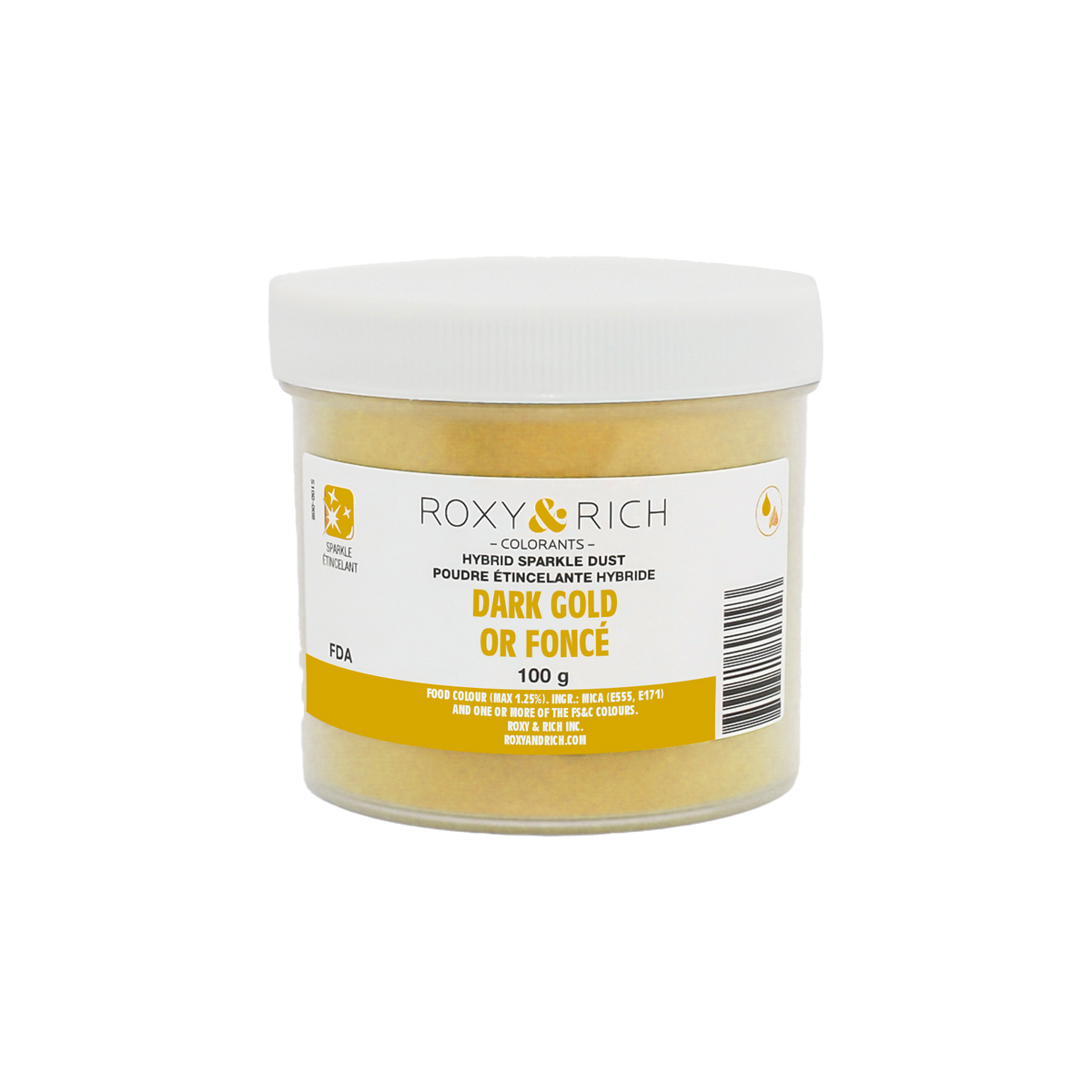 Poudre étincelante hybride Or Foncé 100g - Roxy & Rich - Poudre étincelante - S100-046 - La Guilde Culinaire