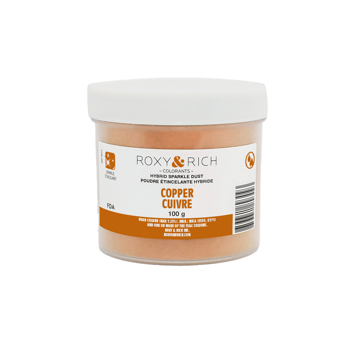Poudre étincelante hybride Cuivre 100g - Roxy & Rich - Poudre étincelante - S100-052 - La Guilde Culinaire
