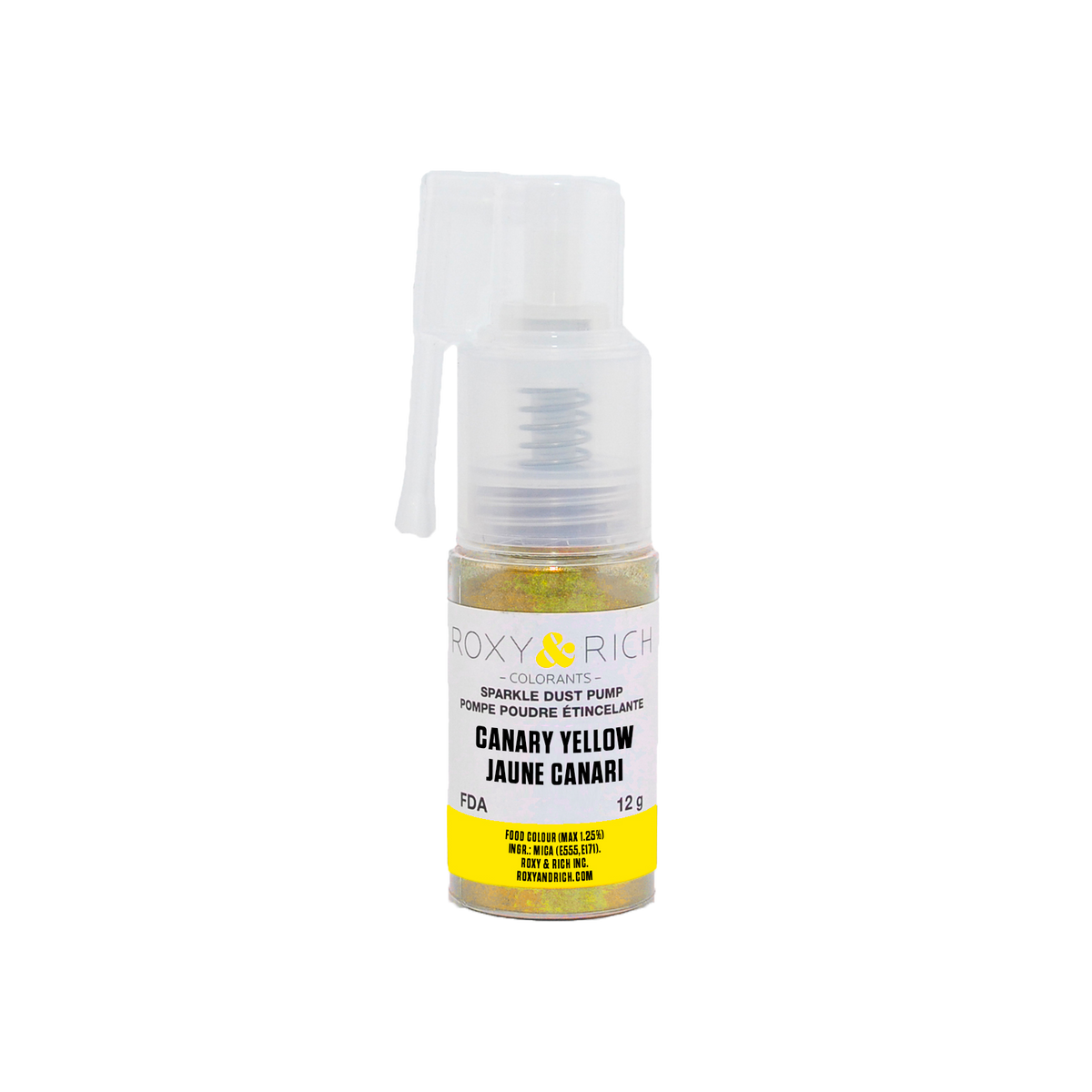 Pompes pour poudres étincelantes Jaune Canari 12g - Roxy & Rich - Poudre étincelante - S12-012P - La Guilde Culinaire