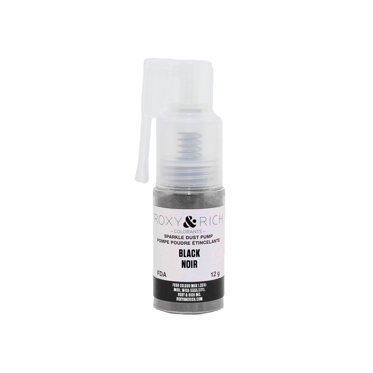 Pompes pour poudres étincelantes Noir 12g - Roxy & Rich - Poudre étincelante - S12-014P - La Guilde Culinaire