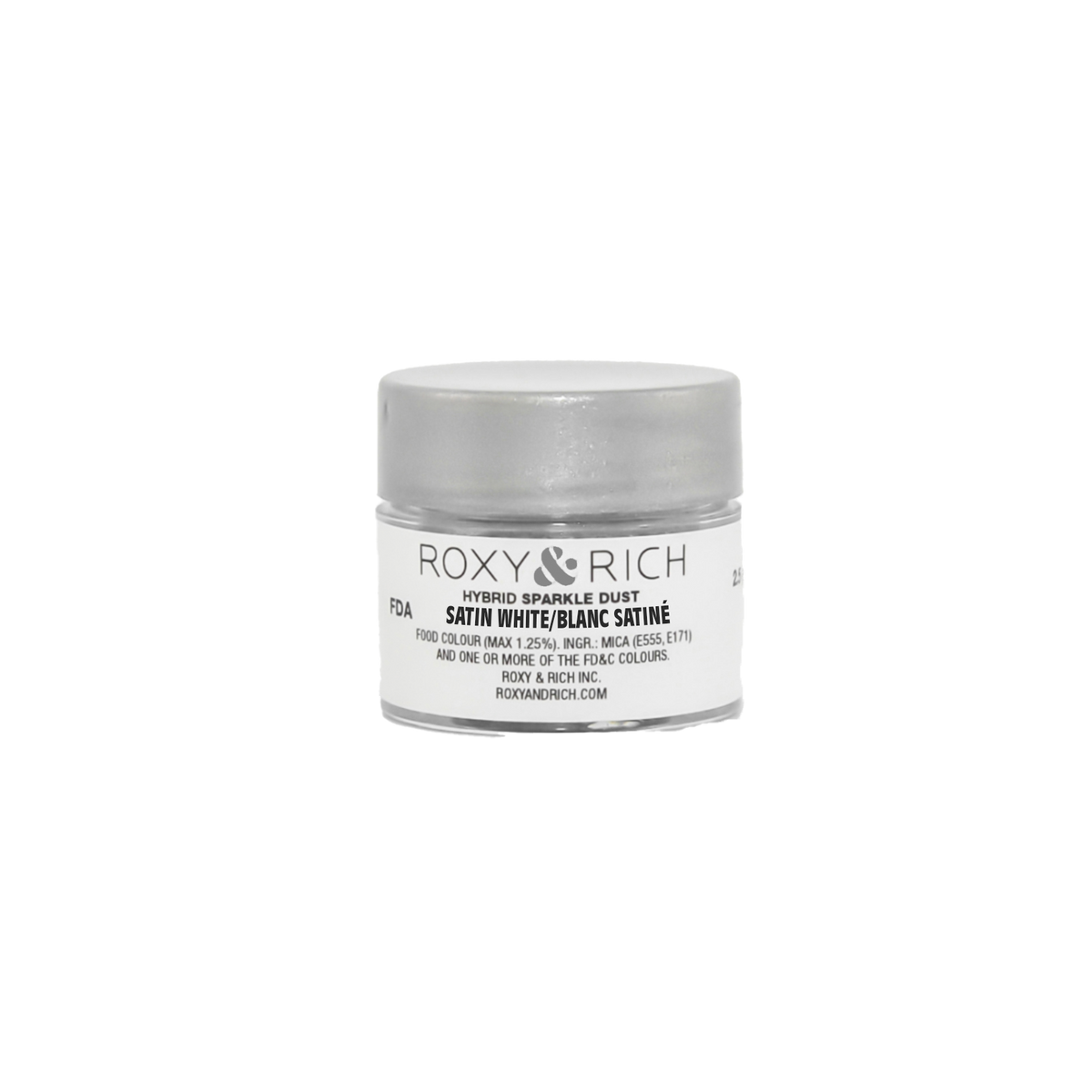 Poudre étincelante hybride Blanc Satiné 2.5g - Roxy & Rich - Poudre étincelante - S2-002 - La Guilde Culinaire