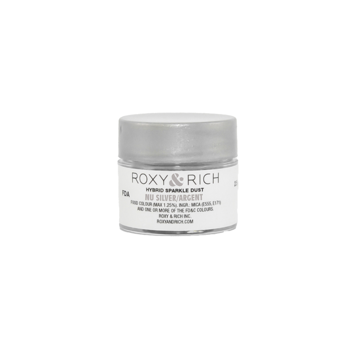 Poudre étincelante hybride Argent 2.5g - Roxy & Rich - Poudre étincelante - S2-049 - La Guilde Culinaire