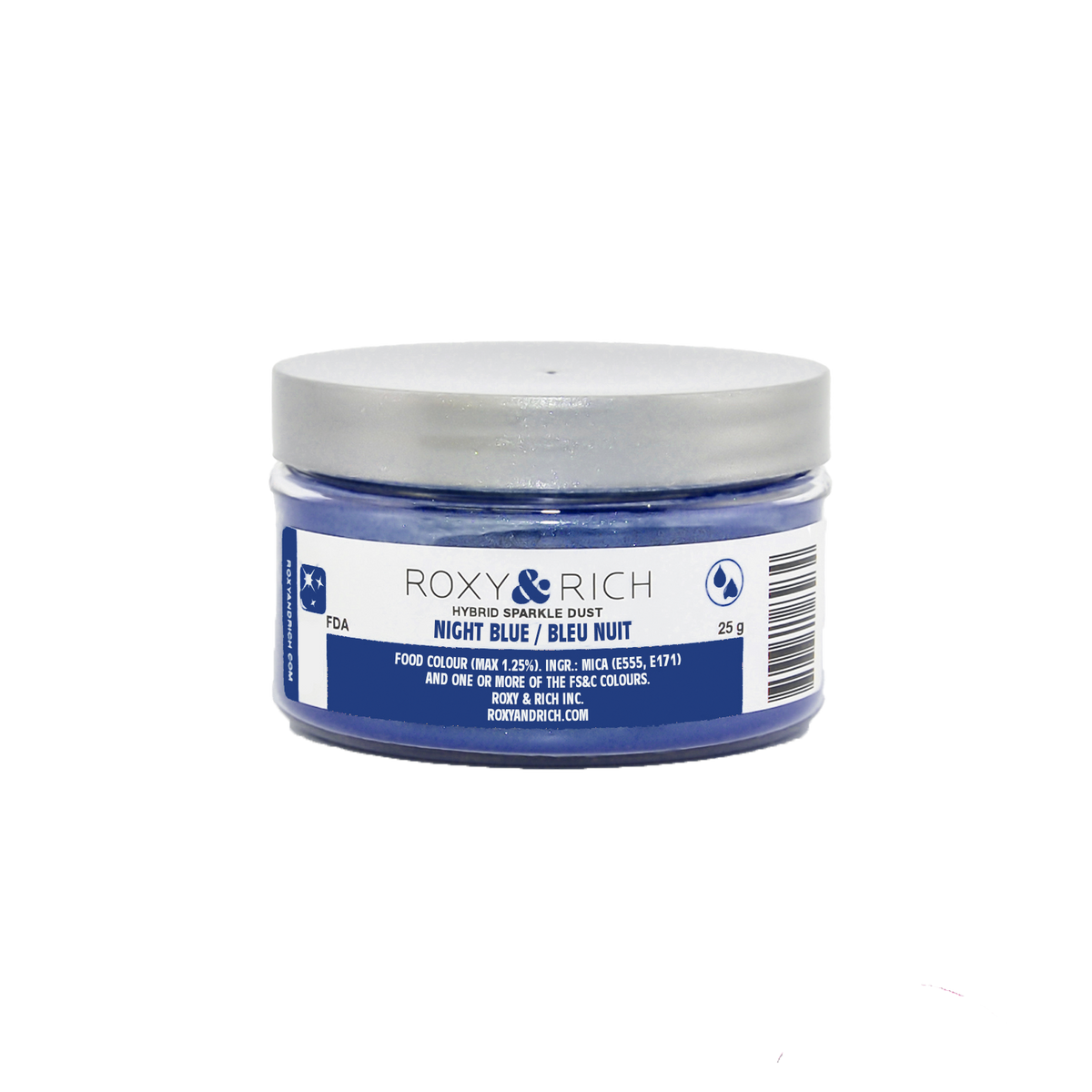 Poudre étincelante hybride Bleu Nuit 25g - Roxy & Rich - Poudre étincelante - S25-006 - La Guilde Culinaire