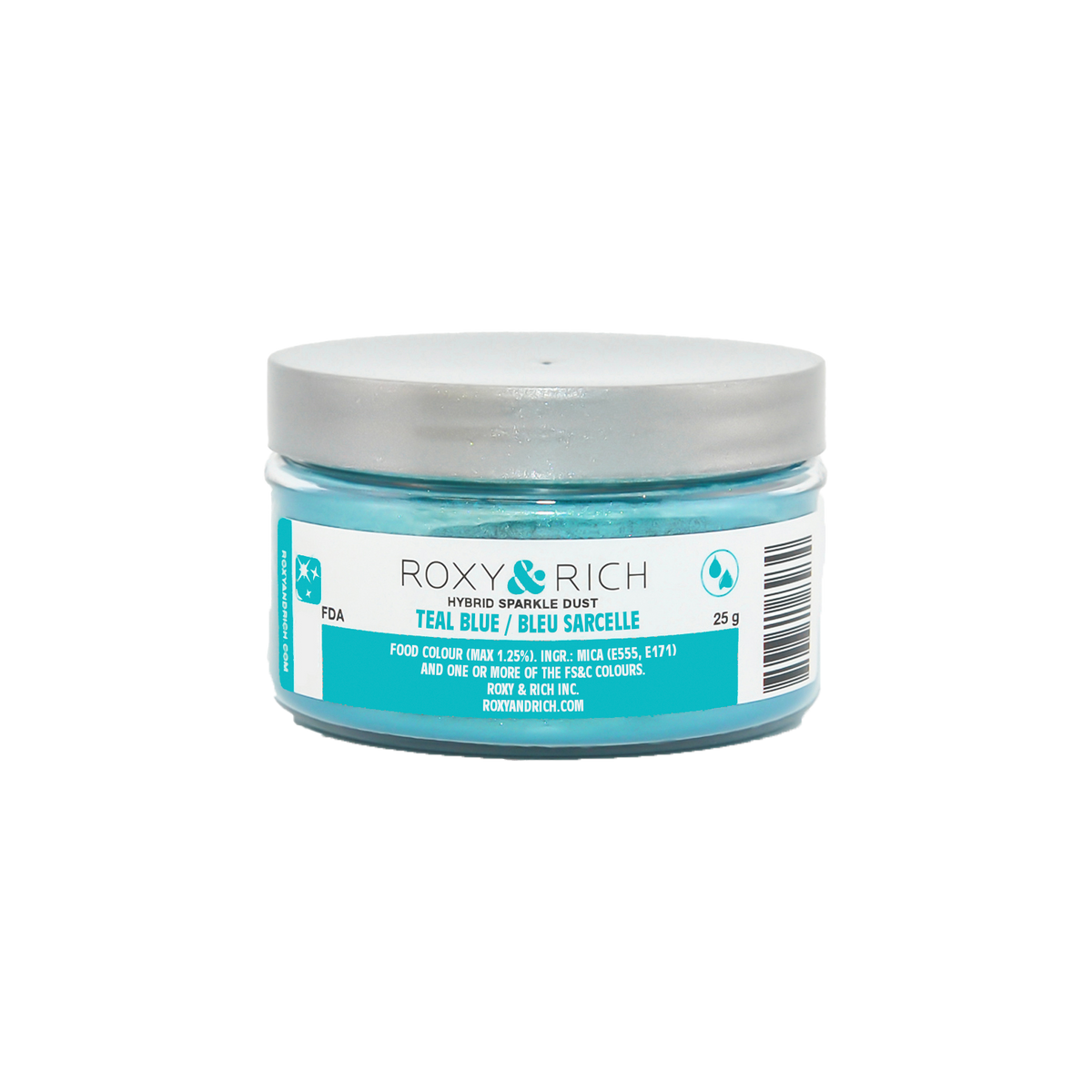 Poudre étincelante hybride Bleu Sarcelle 25g - Roxy & Rich - Poudre étincelante - S25-008 - La Guilde Culinaire