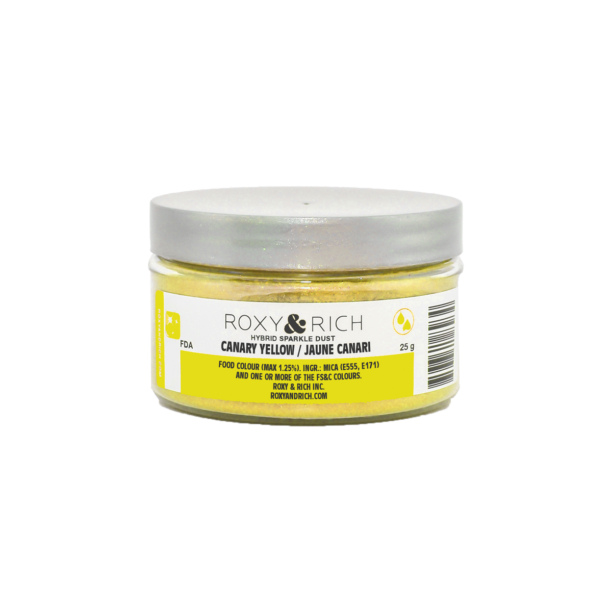 Poudre étincelante hybride Jaune Canari 25g - Roxy & Rich - Poudre étincelante - S25-012 - La Guilde Culinaire