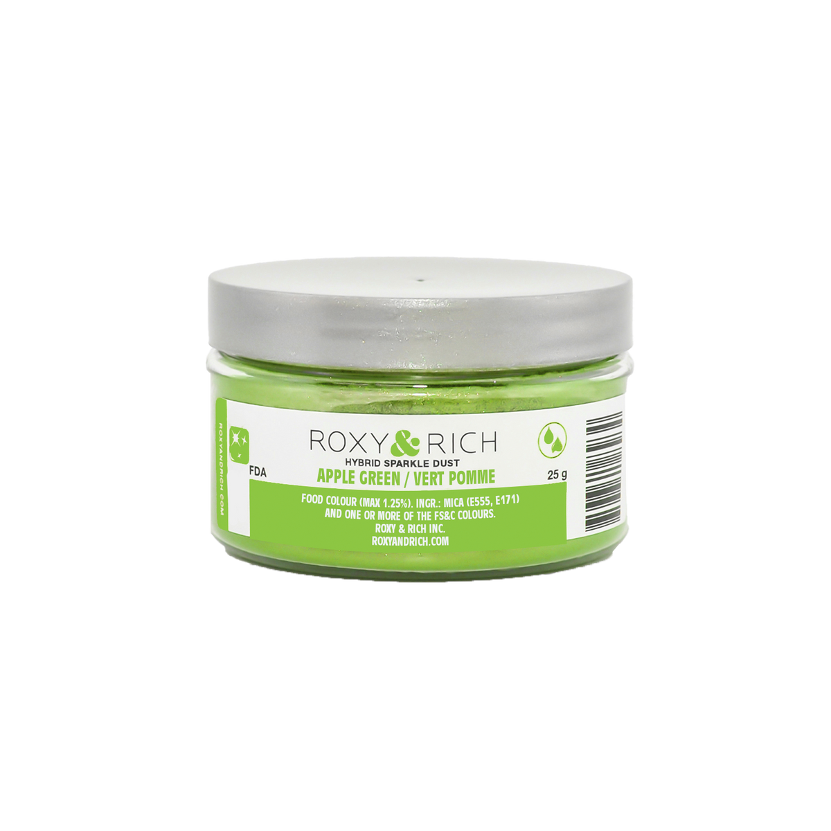 Poudre étincelante hybride Vert Pomme 25g - Roxy & Rich - Poudre étincelante - S25-035 - La Guilde Culinaire