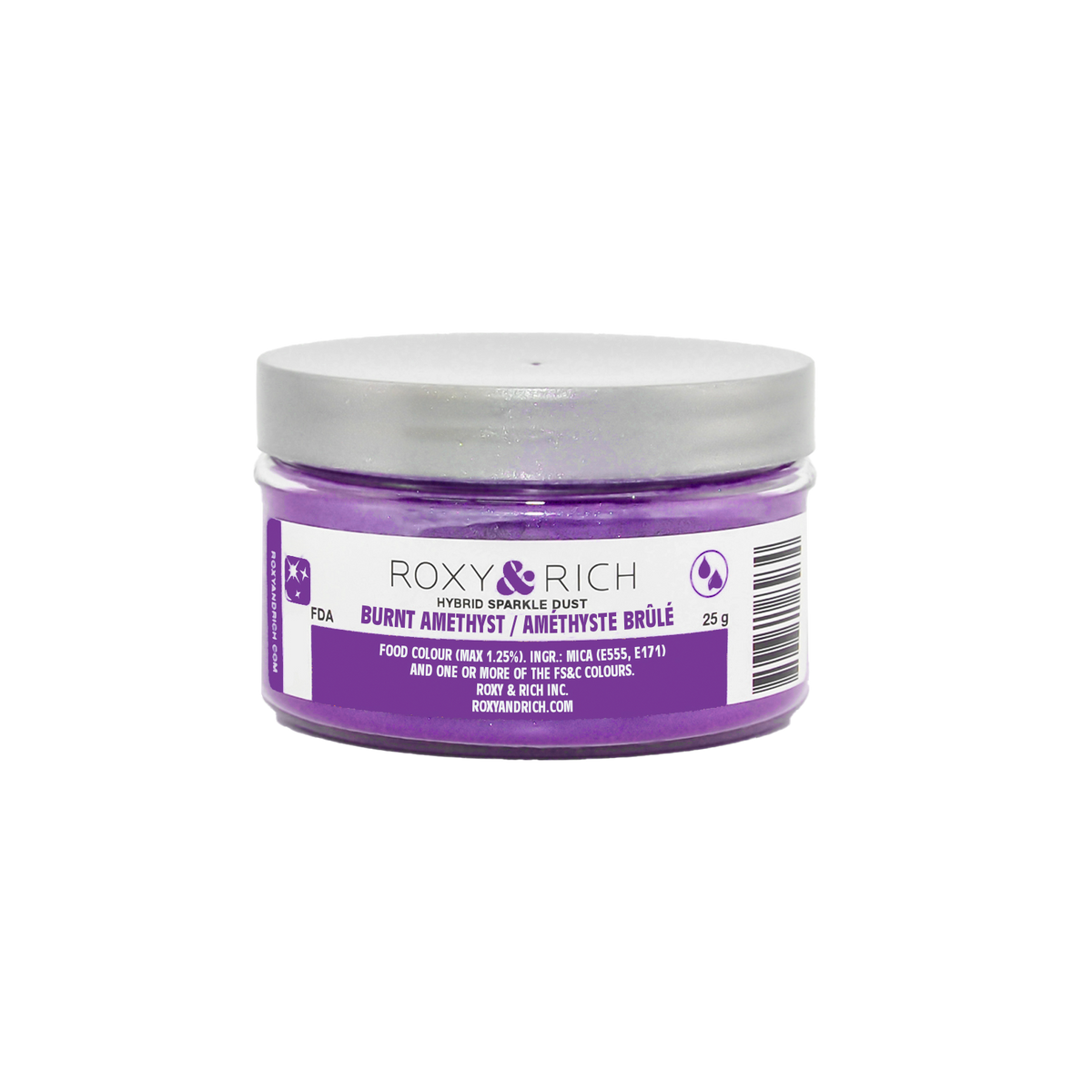 Poudre étincelante hybride Améthyste Brûlée 25g - Roxy & Rich - Poudre étincelante - S25-043 - La Guilde Culinaire
