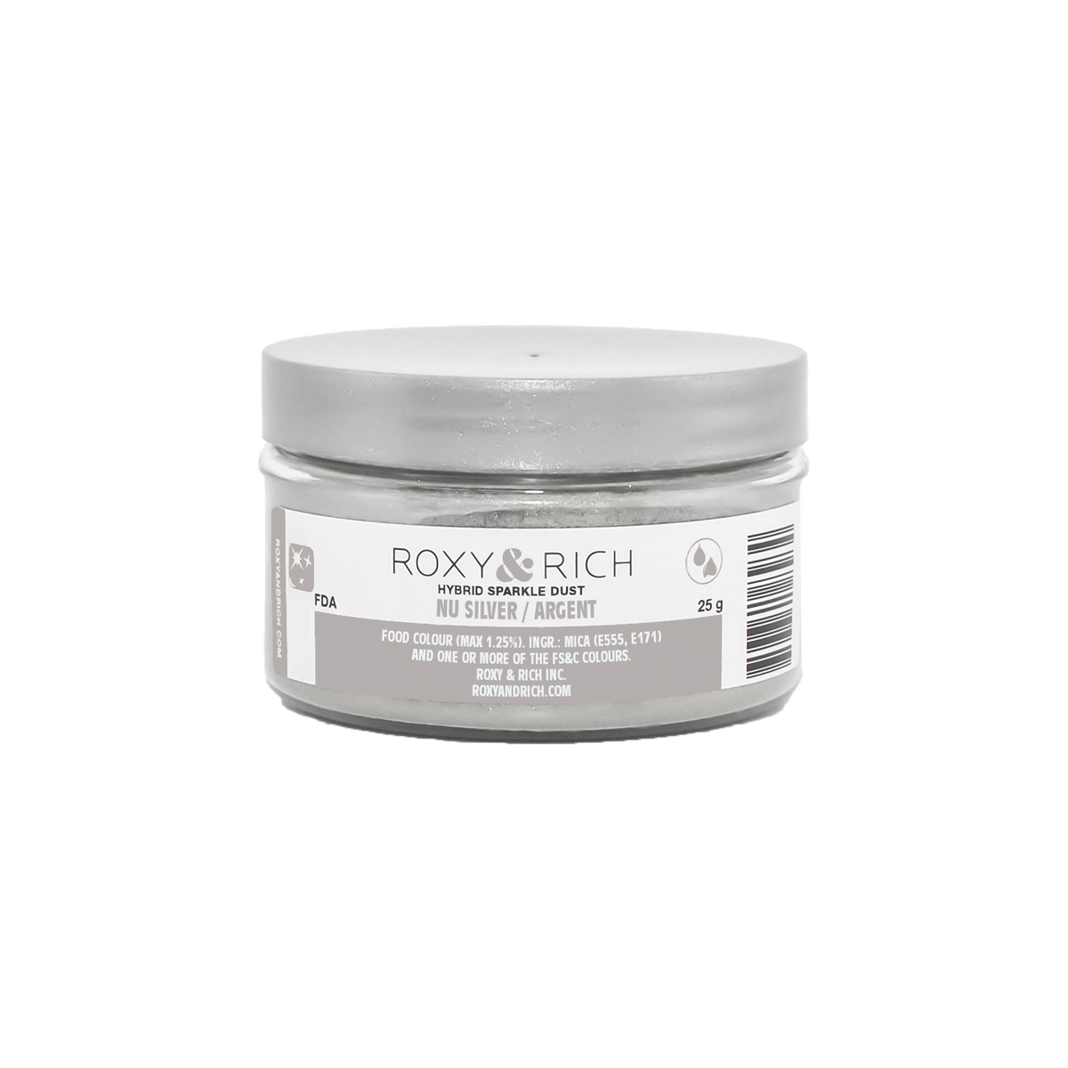 Poudre étincelante hybride Argent 25g - Roxy & Rich - Poudre étincelante - S25-049 - La Guilde Culinaire