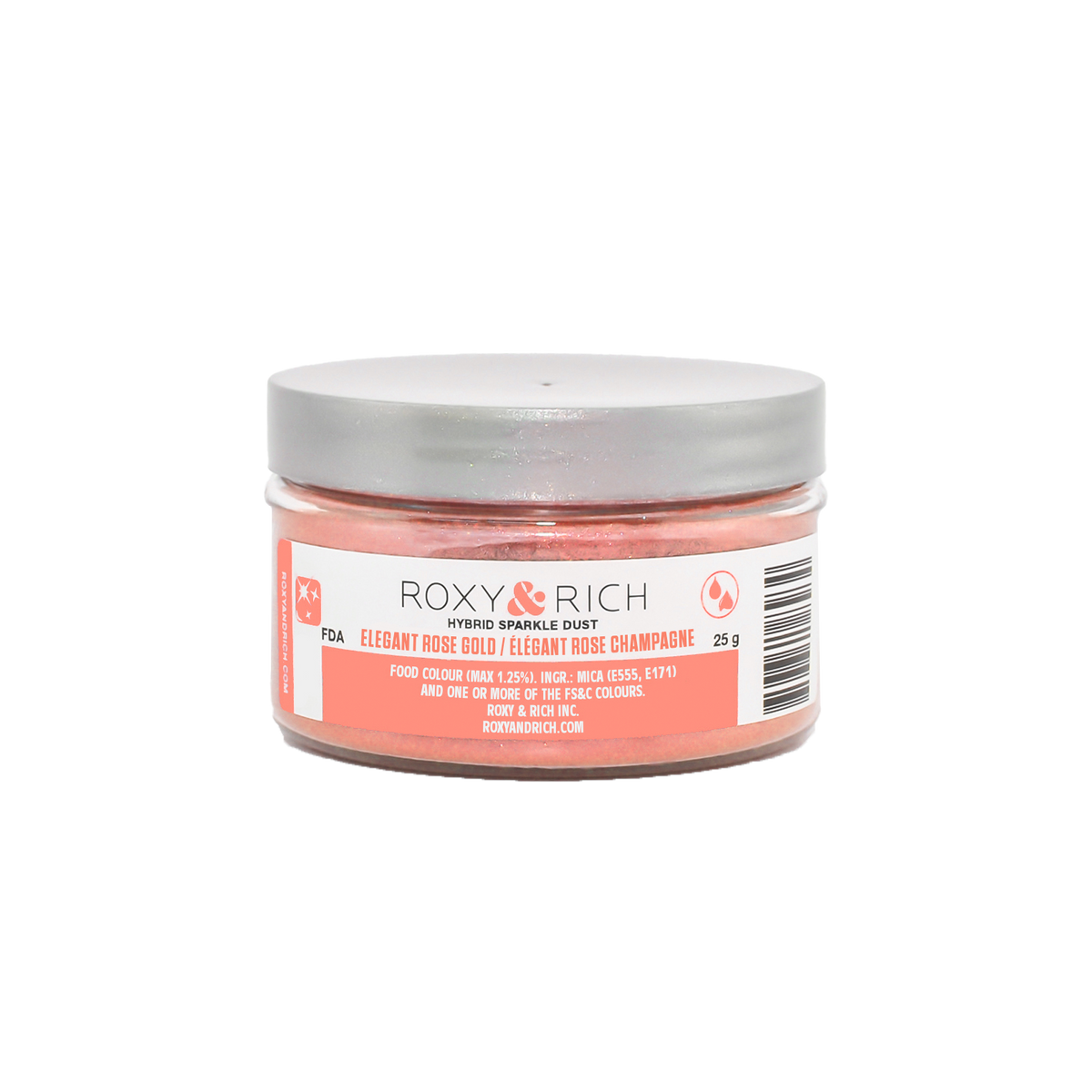 Poudre étincelante hybride Élégant Rose Champagne 25g - Roxy & Rich - Poudre étincelante - S25-055 - La Guilde Culinaire