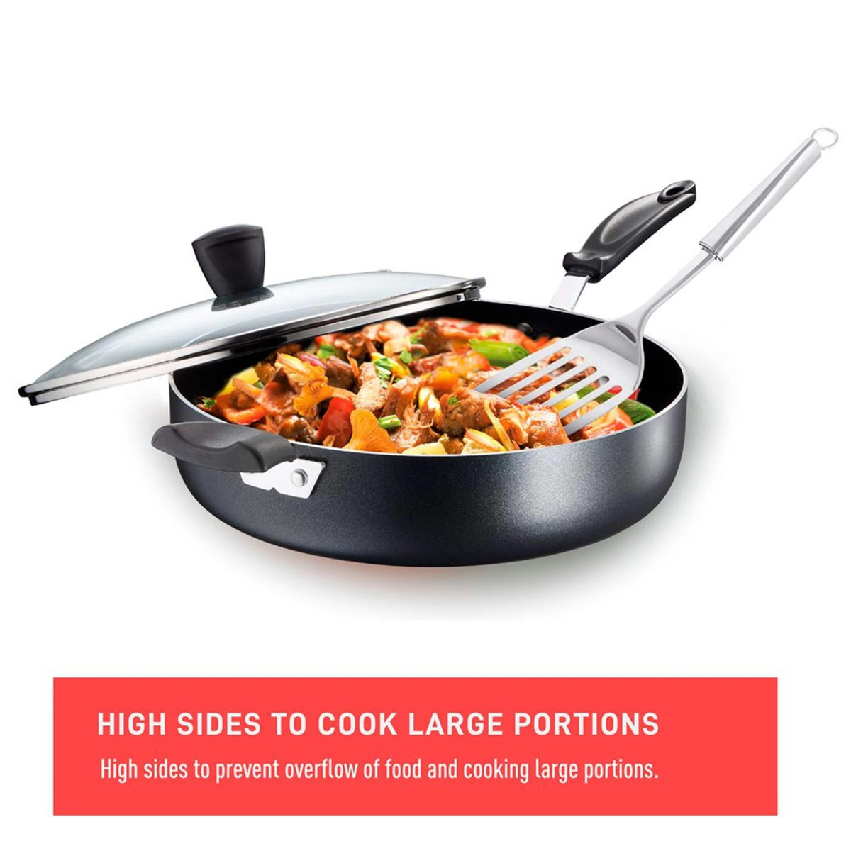 Sauteuse Viva Jumbo, antiadhésif, Noir, 5 pintes - T-fal - Poêle - - La Guilde Culinaire