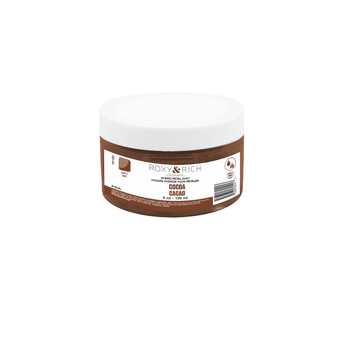Poudres hybrides pour Pétales Cacao 113g/ 4 oz - Roxy & Rich - Poudres Hybrides Pétales - T25-031 - La Guilde Culinaire