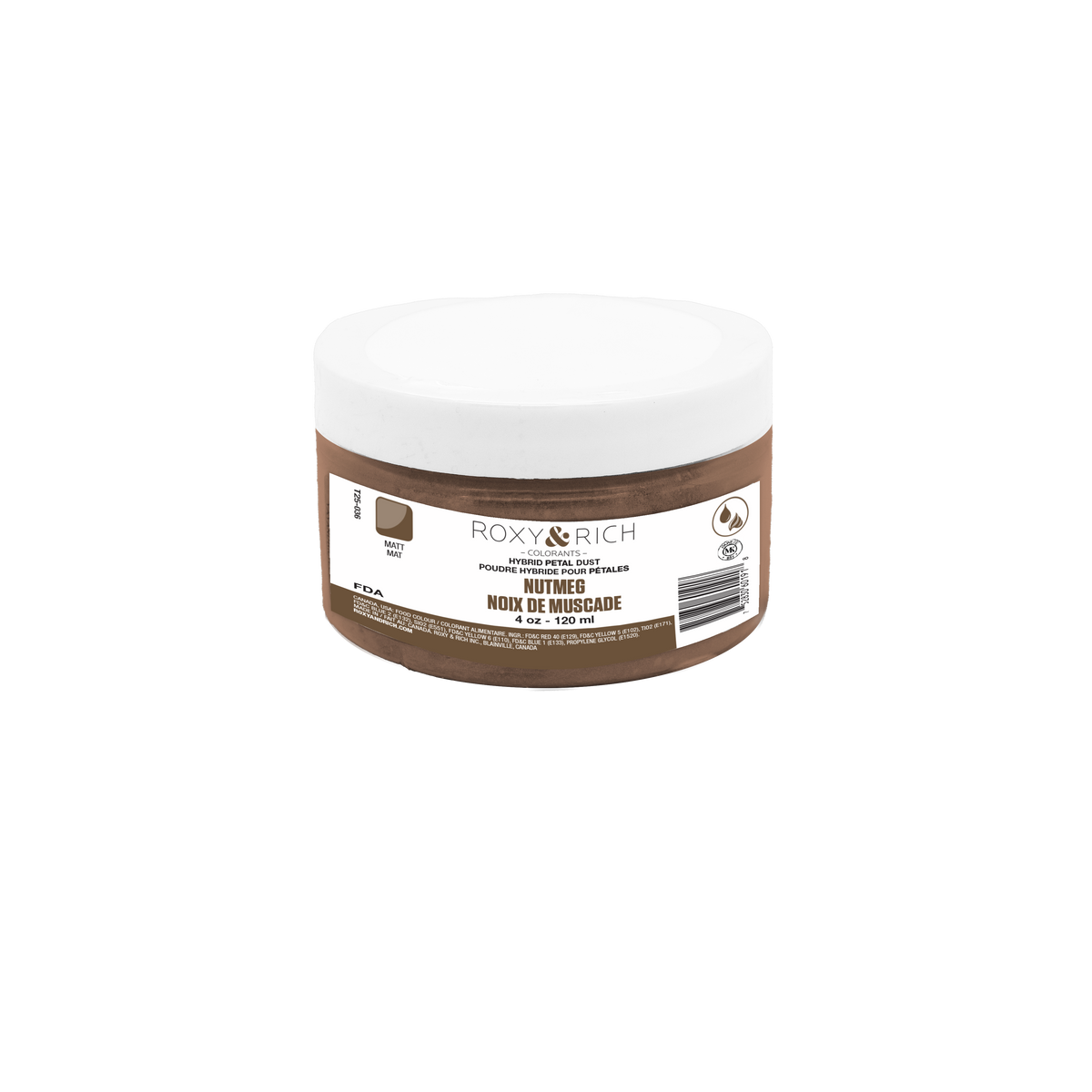 Poudres hybrides pour Pétales Noix de Muscade 113g/ 4 oz - Roxy & Rich - Poudres Hybrides Pétales - T25-036 - La Guilde Culinaire