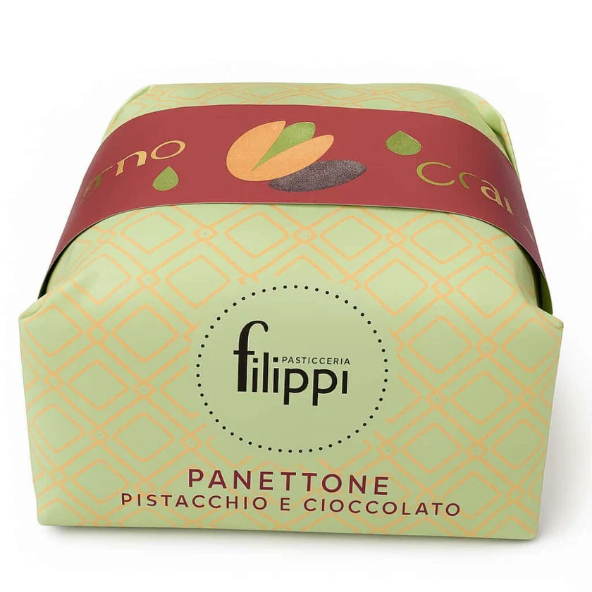 Panettone aux pistaches et chocolat 750g - Filippi Pâtisserie - Panettone - - La Guilde Culinaire