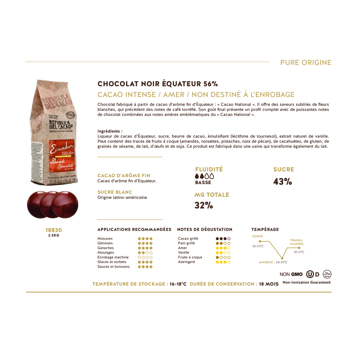 Chocolat Noir Équateur 56% * - Republica Del Cacao - Chocolat - - La Guilde Culinaire