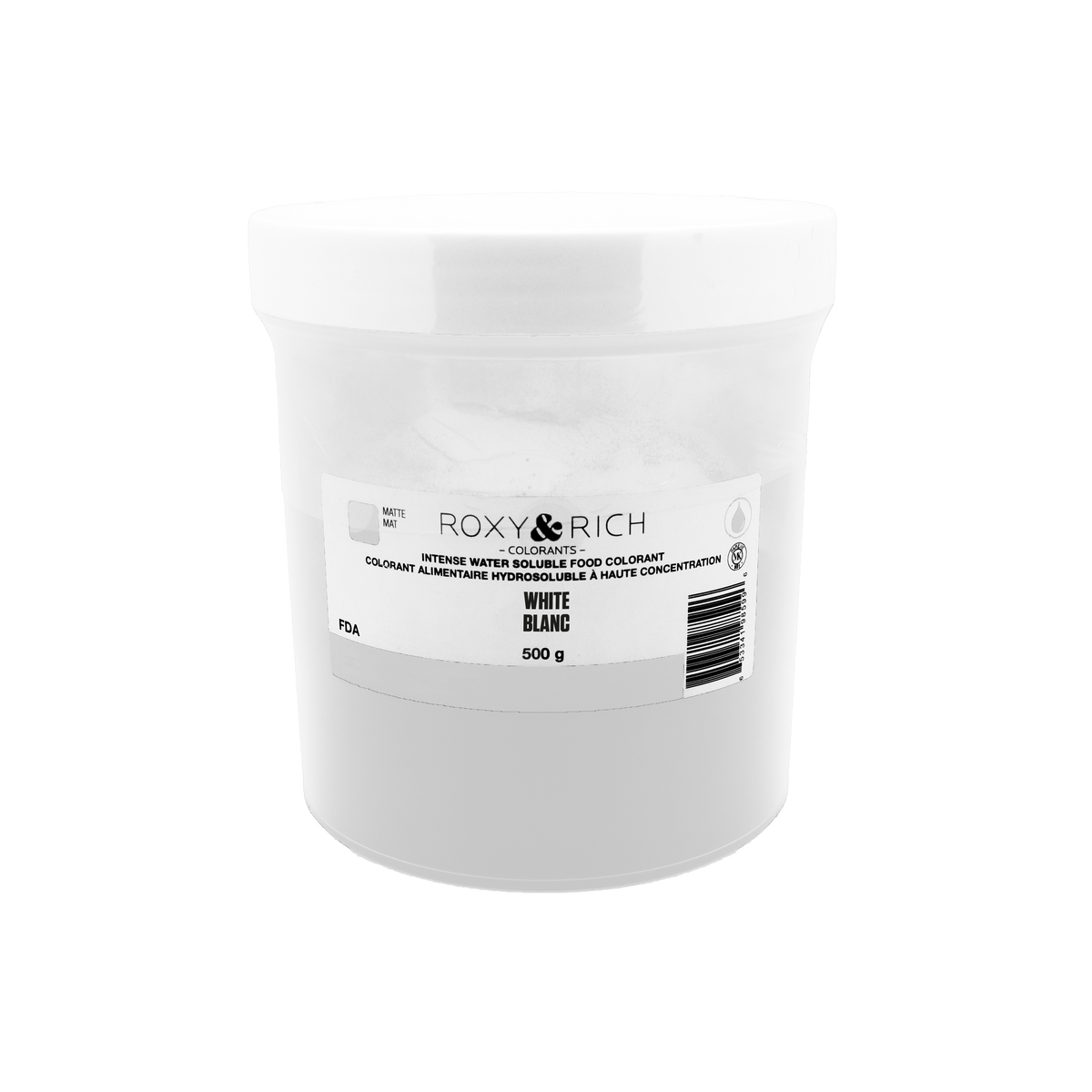 Colorant alimentaire hydrosoluble Blanc 500g - Roxy & Rich - Colorant alimentaire hydrosoluble - H250-000 - La Guilde Culinaire