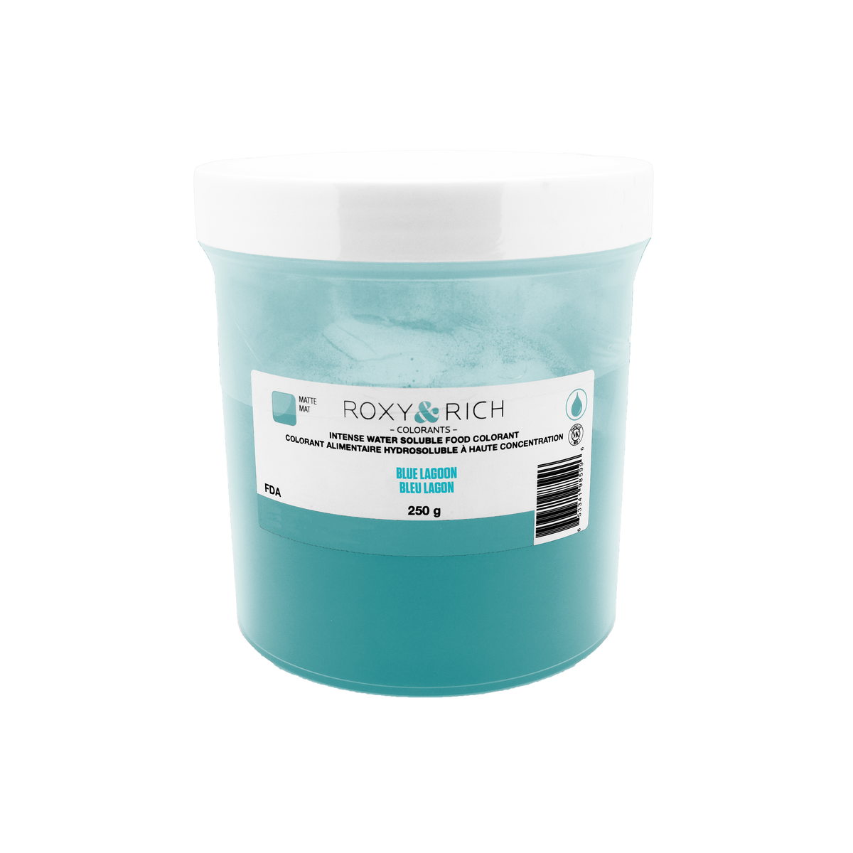 Colorant alimentaire hydrosoluble Bleu Lagon 250g - Roxy & Rich - Colorant alimentaire hydrosoluble - H250-008 - La Guilde Culinaire