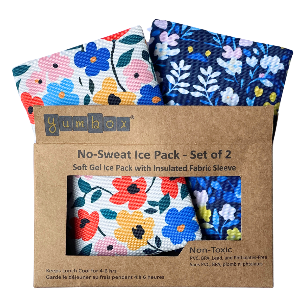 Packs de glace en gel dans des housses en tissu 2 unités - Imprimés floraux - Yumbox - Bloc réfrigérant - - La Guilde Culinaire