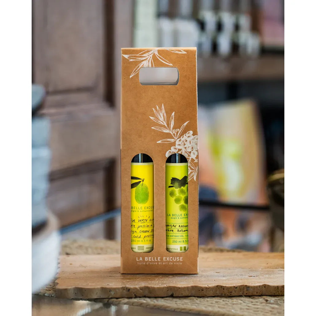 Duo Cadeau huile d'olive et vinaigre balsamique - La Belle Excuse - Huile d'olive - - La Guilde Culinaire