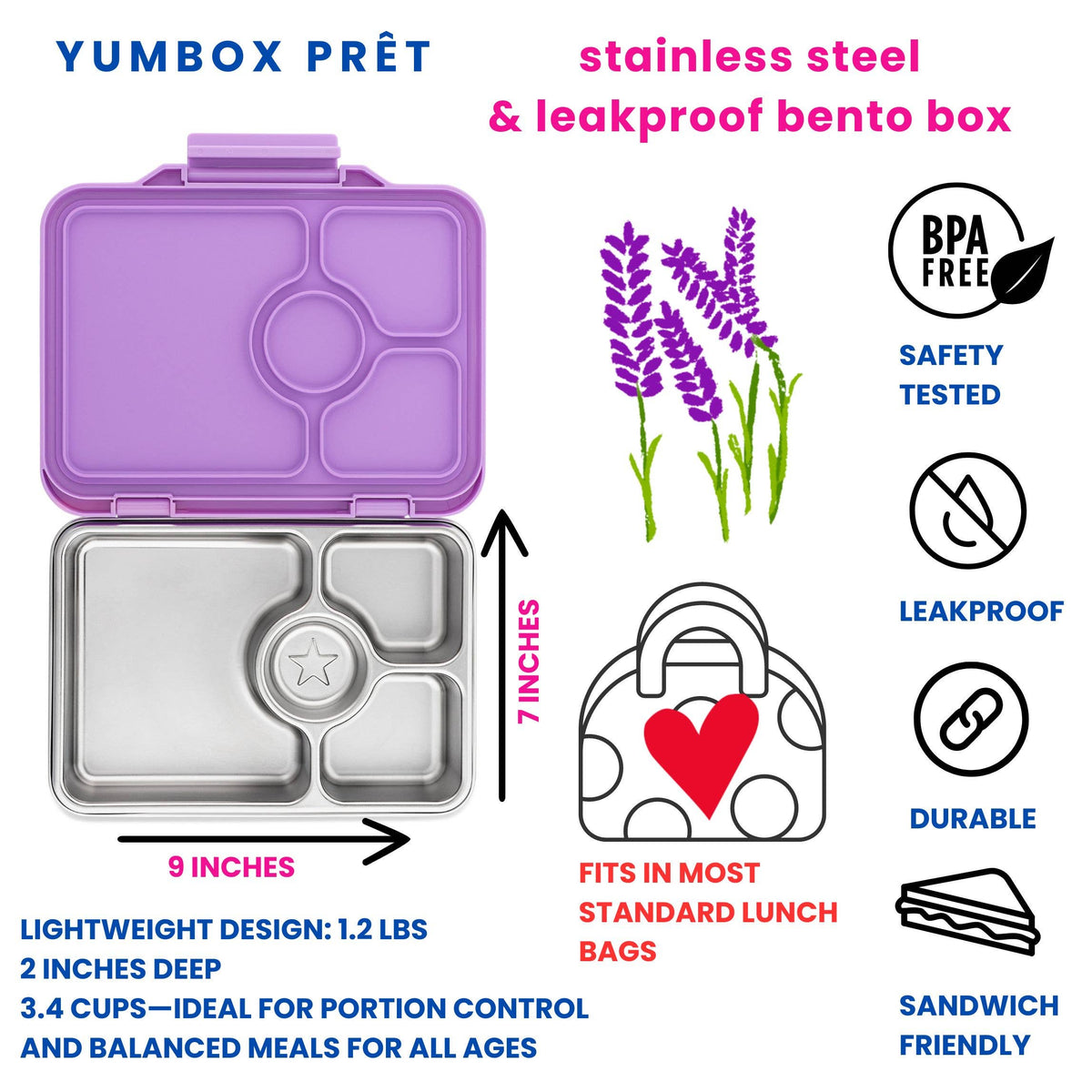 Yumbox Prêt – Boîte à Lunch Bento Étanche en Acier Inoxydable - Yumbox - Boîte à repas - - La Guilde Culinaire