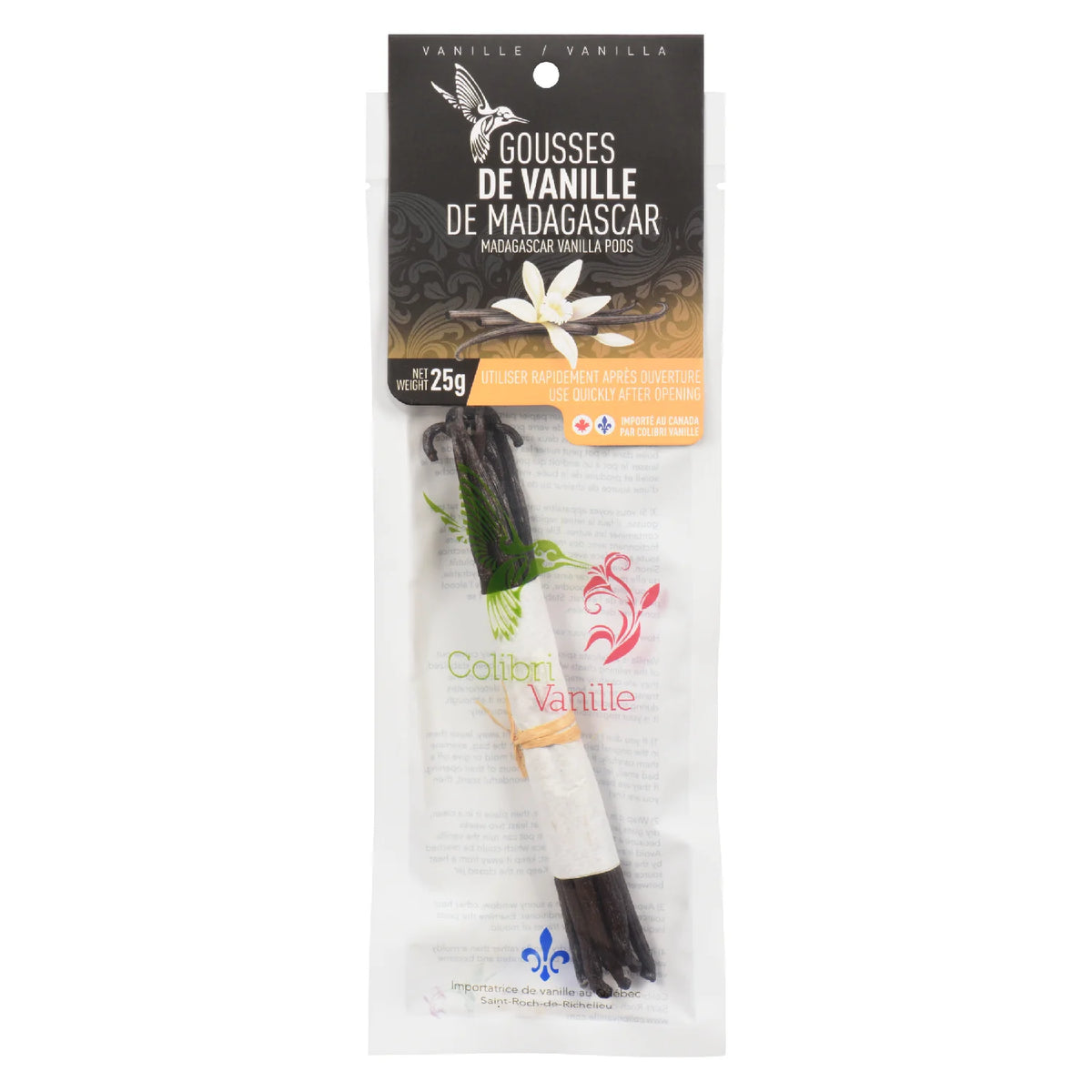 Gousses de Vanille de Madagascar - Bourbon (25g) - Colibri Vanille - Vanille - - La Guilde Culinaire