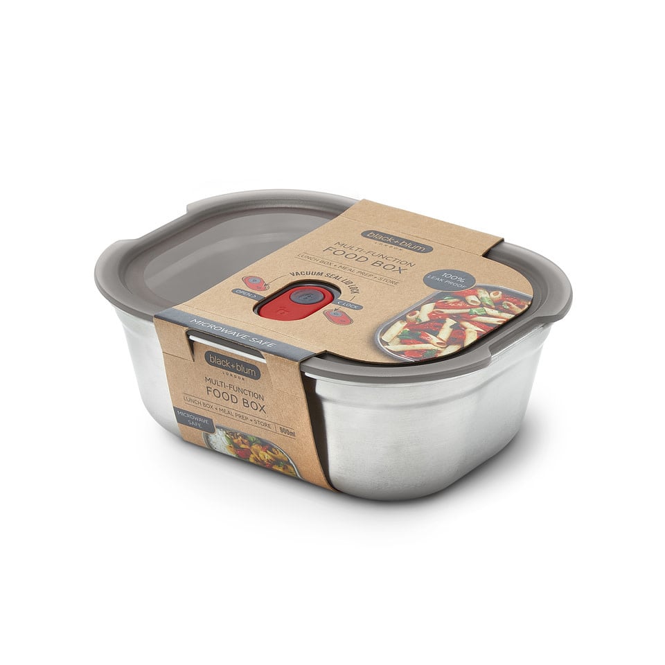 Boîte alimentaire multifonction en acier 900 ml/ 30oz - Black + Blum London - Boîte à repas - FBSSBXM017CA GREY/RED - La Guilde Culinaire