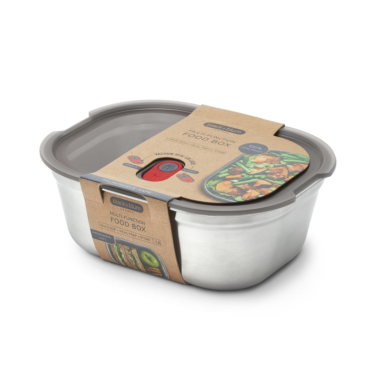 Boîte alimentaire multifonction en acier 1.2 L/ 40oz - Black + Blum London - Boîte à repas - FBSSBXL017CA GREY/RED - La Guilde Culinaire