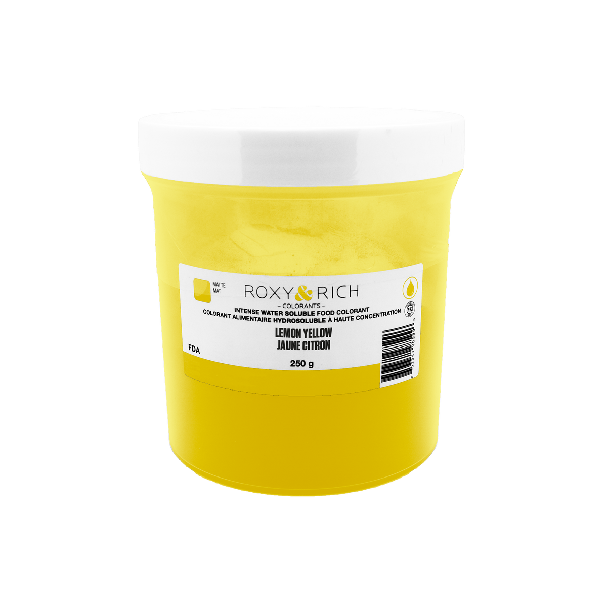 Colorant alimentaire hydrosoluble Jaune Citron 250g - Roxy & Rich - Colorant alimentaire hydrosoluble - H250-001 - La Guilde Culinaire