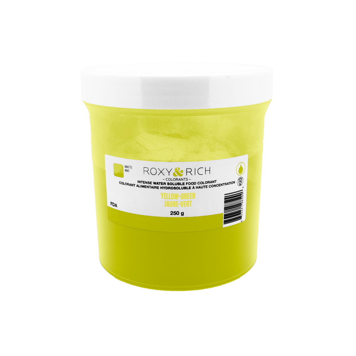 Colorant alimentaire hydrosoluble Jaune-Vert 250g - Roxy & Rich - Colorant alimentaire hydrosoluble - H250-009 - La Guilde Culinaire