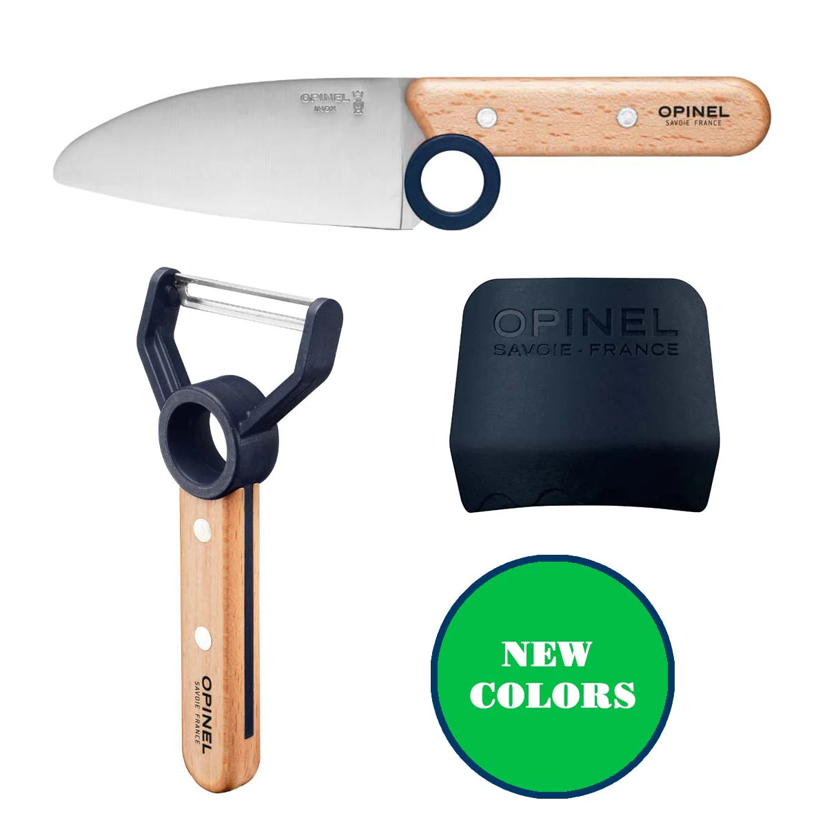 Opinel - Coffret Le Petit Chef (couteau+protège doigt+éplucheur) - bleu - Opinel - Couteau pour enfant - - La Guilde Culinaire