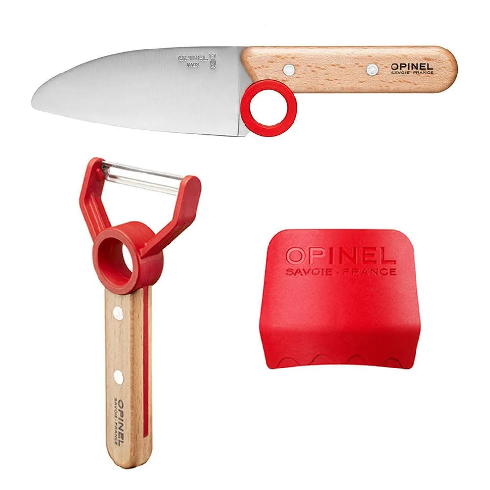 Opinel - Coffret Le Petit Chef (couteau+protège doigt+éplucheur) - rouge - Opinel - Couteau pour enfant - - La Guilde Culinaire
