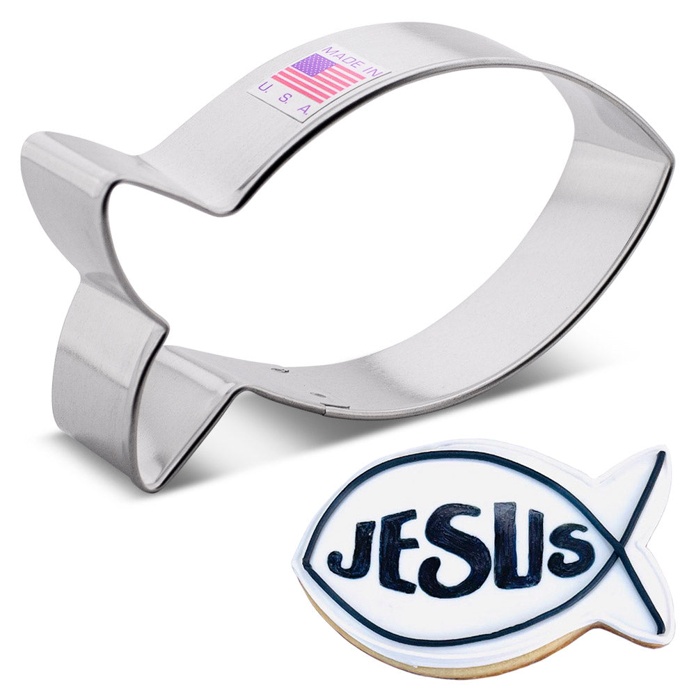 Emporte-pièce poisson jésus 3.85" x 1.85" - Ann Clark Cookie Cutters - Emporte-pièce - - La Guilde Culinaire