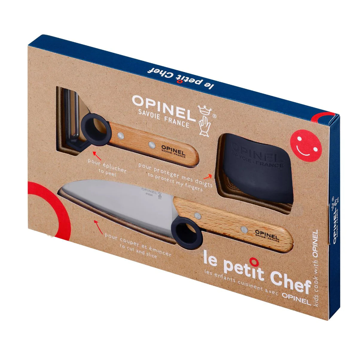 Opinel - Coffret Le Petit Chef (couteau+protège doigt+éplucheur) - bleu - Opinel - Couteau pour enfant - - La Guilde Culinaire